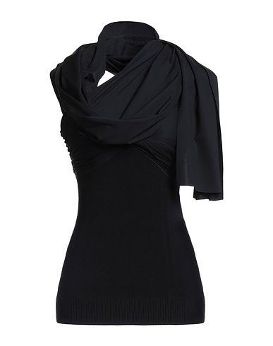 AZ FACTORY One-shoulder top Black 70% Viscose, 27% Polyamide, 3% Elastane