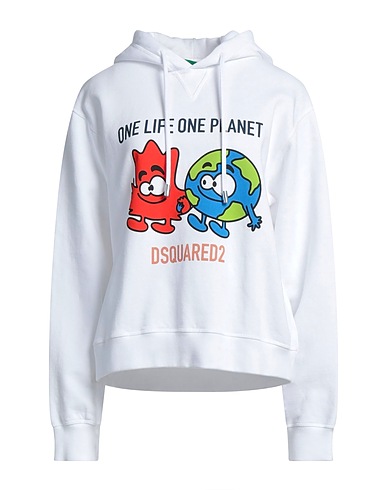 DSQUARED2 Hooded track jacket  White 100% Cotton, Elastane