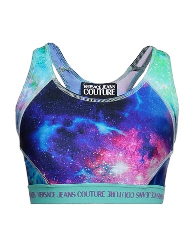 VERSACE JEANS COUTURE Crop top Blue 80% Polyamide, 20% Elastane