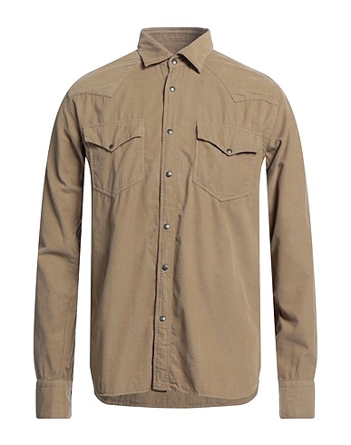 XACUS Solid color shirt Khaki 100% Cotton