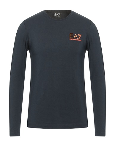 EA7 T-shirt Midnight blue 95% Cotton, 5% Elastane