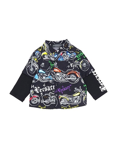 VERSACE YOUNG Camicia fantasia Nero 100% Viscosa, Cotone, Elastan