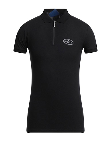 BUGATTI Polo shirt Black 95% Cotton, 5% Elastane