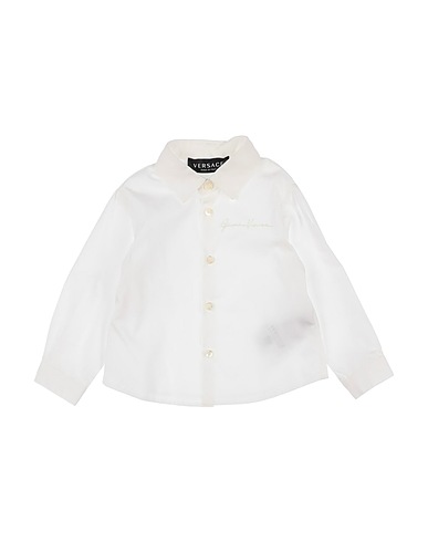 VERSACE YOUNG Solid color shirt White 100% Cotton, Viscose