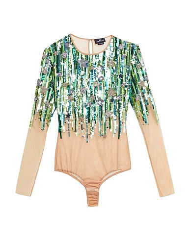 ELISABETTA FRANCHI TOPS & TEES Green 73% Polyamide, 27% Elastane, Glass