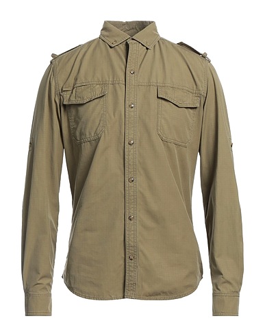 VALENTINO GARAVANI Solid color shirt Military green 100% Cotton, Silk, Viscose, Polyester, Metallic fiber