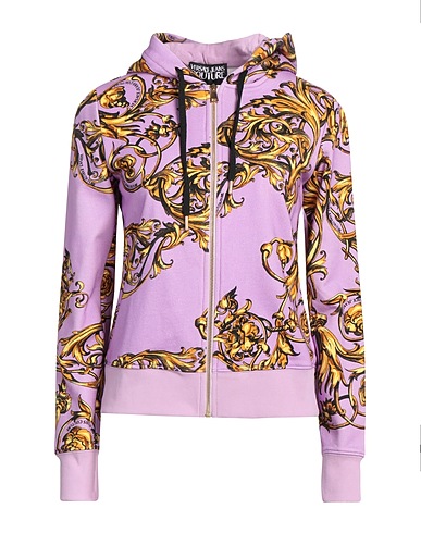 VERSACE JEANS COUTURE Hooded track jacket  Mauve 100% Cotton, Elastane