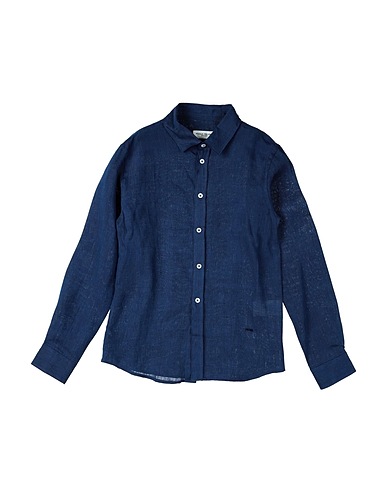 PAOLO PECORA Solid colour shirt Midnight blue 100% Linen