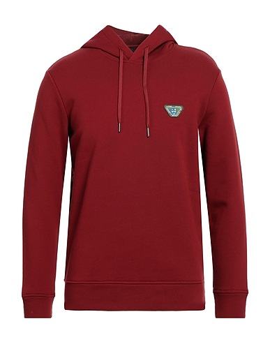 EMPORIO ARMANI Hooded track jacket  Brick red 100% Cotton