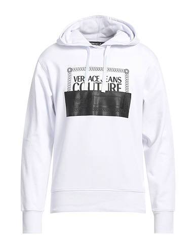 VERSACE JEANS COUTURE Hooded track jacket  White 100% Cotton, Elastane