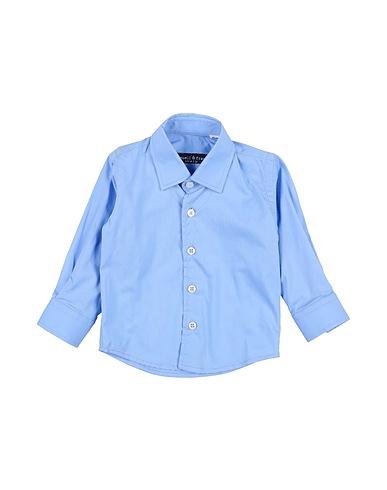 MANUELL & FRANK Solid colour shirt Sky blue 97% Cotton, 3% Elastane