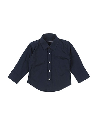 MANUELL & FRANK Camicia tinta unita Blu notte 97% Cotone, 3% Elastan