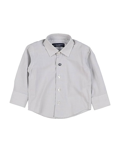 MANUELL & FRANK Camicia tinta unita Grigio chiaro 97% Cotone, 3% Elastan