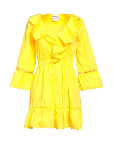 PEPITA Kurzes Kleid Gelb 79% Baumwolle, 18% Polyamid, 3% Elastan