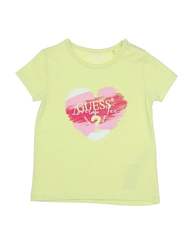GUESS T-shirt Light green 95% Cotton, 5% Elastane