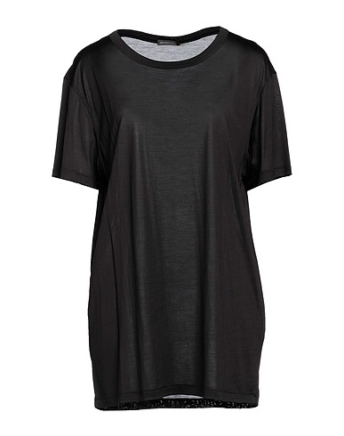 ANN DEMEULEMEESTER Basic T-Shirt Black 100% Silk