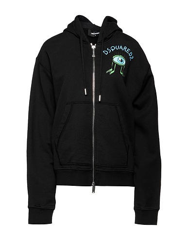 DSQUARED2 Hooded sweatshirt Black 100% Cotton, Elastane