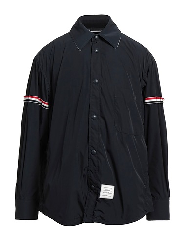 THOM BROWNE Shirts Midnight blue 100% Polyester, Cotton
