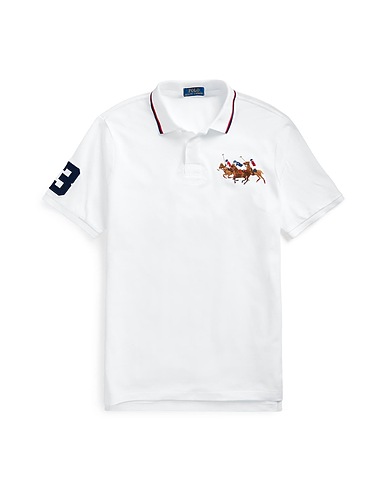 POLO RALPH LAUREN Polo shirt CUSTOM SLIM FIT TRIPLE-PONY POLO SHIRT
 White 100% Cotton