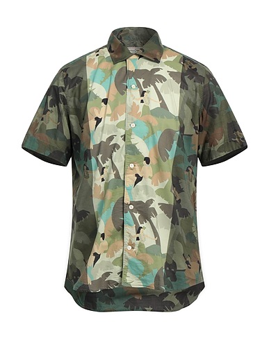 TINTORIA MATTEI 954 Camicia fantasia Verde militare 100% Cotone