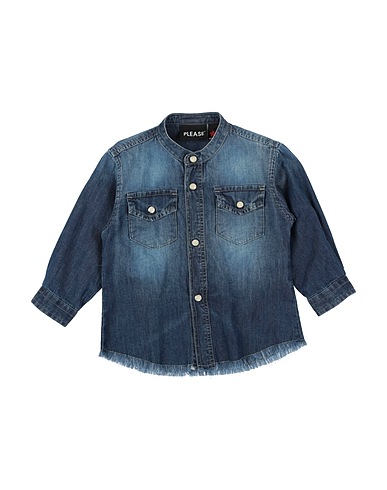 PLEASE Camicia di jeans Blu 100% Cotone