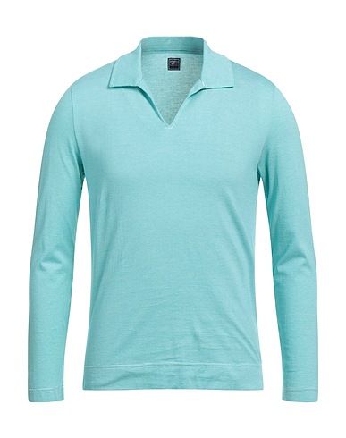 FEDELI Polo shirt Turquoise 100% Cotton