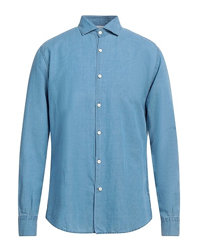 BROOKSFIELD Denim shirt Blue 50% Cotton, 50% Linen