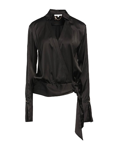 PATRIZIA PEPE Solid color shirts & blouses Black 67% Viscose, 28% Polyester, 5% Elastane