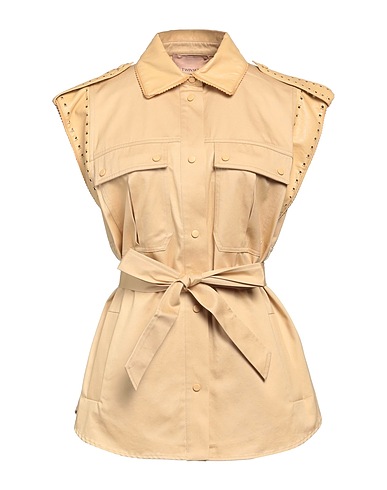 TWINSET Solid colour shirts & blouses Sand 100% Cotton, Viscose, Polyester, Metal, Elastane