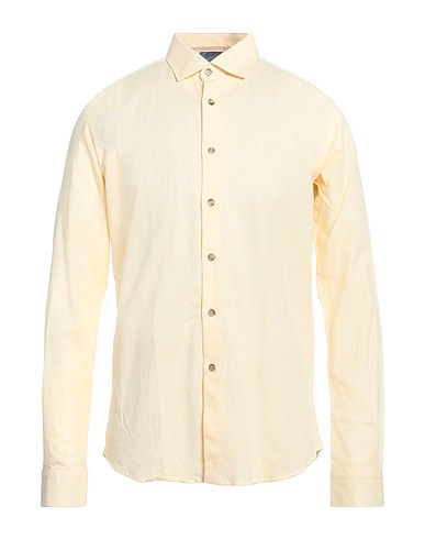 ALESSANDRO LAMURA Linen shirt Pastel yellow 55% Linen, 45% Cotton