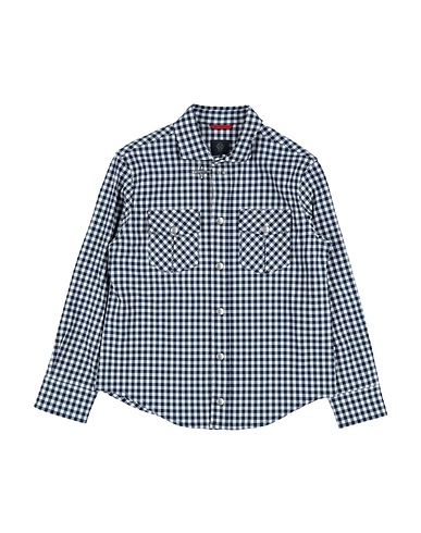 FAY Patterned shirt Midnight blue 99% Cotton, 1% Elastane