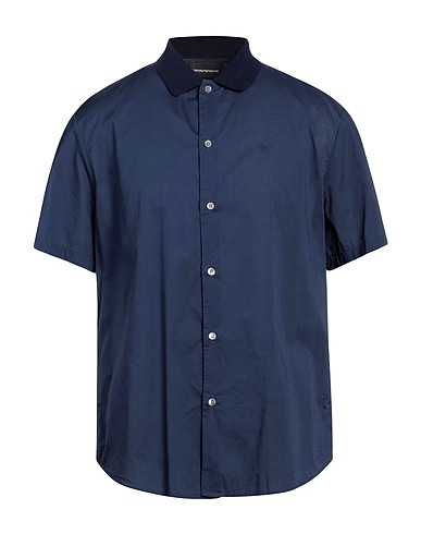 EMPORIO ARMANI Solid color shirt Navy 100% Cotton