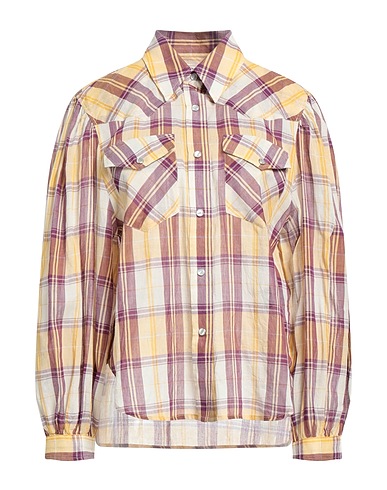MARANT ÉTOILE Checked shirt Pastel yellow 100% Cotton