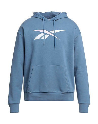 REEBOK Hooded sweatshirt Pastel blue 70% Cotton, 30% Recycled polyester, Elastane