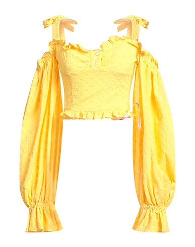 LA SEMAINE Paris Off-the-shoulder top Yellow 100% Cotton