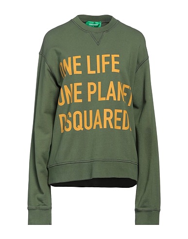 DSQUARED2 Sweatshirt Military green 100% Cotton, Elastane