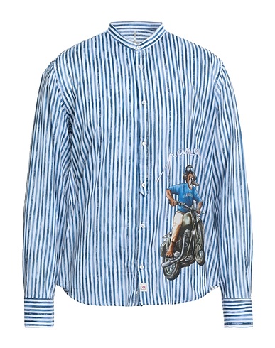 PANAMA Gestreiftes Hemd Blau 100% Baumwolle