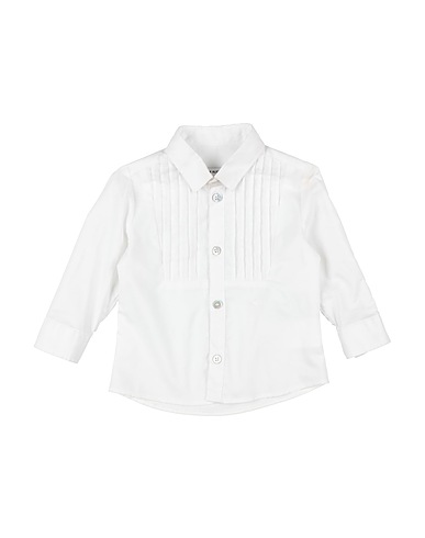 DANIELE ALESSANDRINI Solid colour shirt White 97% Cotton, 3% Elastane