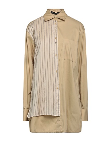 MALLONI Striped shirt Beige 100% Cupro, Cotton, Polyamide, Elastane