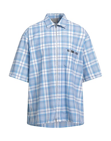 VETEMENTS Checked shirt Azure 100% Wool