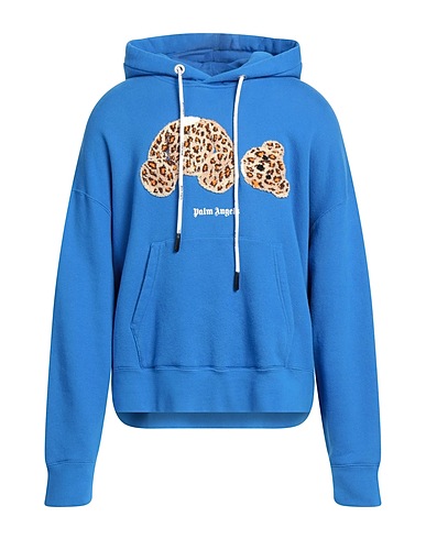 PALM ANGELS Hooded sweatshirt Blue 100% Cotton, Elastane, Wool, Acrylic, Polyethylene