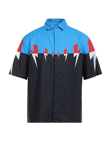 NEIL BARRETT Patterned shirt Azure 100% Cotton