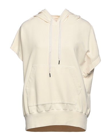 CIRCOLO 1901 Hooded track jacket  Ivory 95% Cotton, 5% Elastane