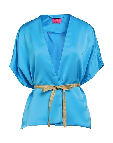 MERCI ITALIA Solid color shirts & blouses Azure 100% Polyester