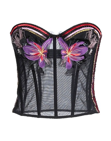 ERMANNO SCERVINO Bustier Black 90% Polyamide, 10% Elastane, Viscose, Cotton, Silk