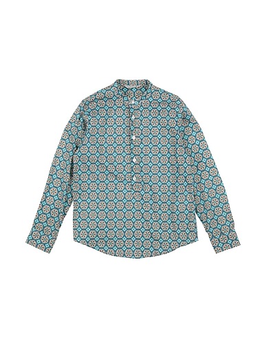 MANUEL RITZ Patterned shirt Deep teal 100% Cotton