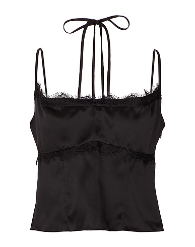 8 by YOOX Camisole SILK CAMISOLE W/ LACE TRIMS
 Black 100% Silk, Polyamide