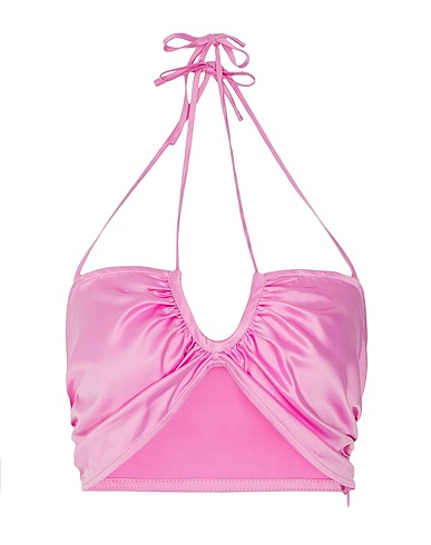 8 by YOOX Crop top BRALLETTE TOP Rosa 97% Poliestere riciclato, 3% Elastan
