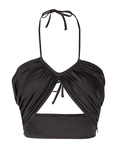 8 by YOOX Crop top BRALLETTE TOP Black 97% Recycled polyester, 3% Elastane