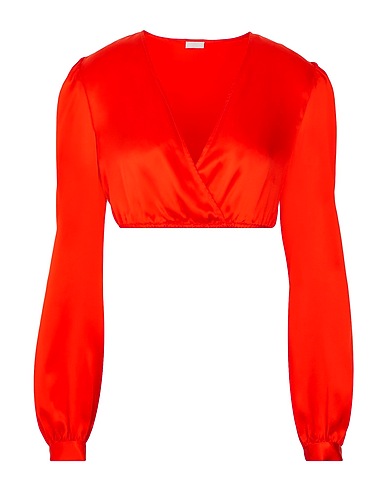 8 by YOOX Crop top SILK V-NECK CROP BLOUSE
 Rosso 100% Seta